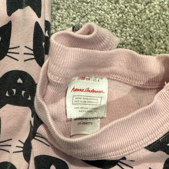 Hanna Andersson Pink and Black Cat Print Long Johns - Picture 2 of 2